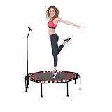 Trampolino Elastico.Trampolino Pieghevole Fitness per Saltare con Ø90cm, Silenzioso. Installazione Semplice,Ottagonale per Adulti,Bambini. Interni ed Esterni con Braccioli in Schiuma Regolabili.Rosso