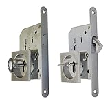 BricoShopping® set MANIGLIE per PORTA interna in legno A SCOMPARSA SCORREVOLE KIT con SERRATURA ad INCASSO GANCIO chiave e nottolino QUADRATA bocchetta acciaio (Quadrato C/Chiave, Cromo Satinato)