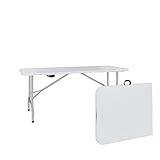 Tavolo Pieghevole Tavolino In Resina Dura Set Birreria Facile Trasporto Con Maniglia Ideale Per Campeggio Giardino Terrazzo Fiere Sagre Jalapa Rettangolare 180 x 74 x 74 cm Colore Bianco