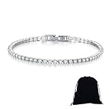 NTRUXZP 1 Pezzi 2.5MM Bracciale Tennis Argento, Bracciale Tennis Donna Bracciale Tennis Uomo Bracciali Donna Argento Regalo Donna Regalo Uomo 18cm,Bianco