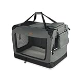 VOUNOT Trasportino per Cani Gatti Borsa da Trasporto Cane con Materasso Morbido Striscia Riflettente, Box Scatola Pieghevole Viaggio per Animali Domestici, Portabile Traspirante, (S) 50x35x36cm Grigio