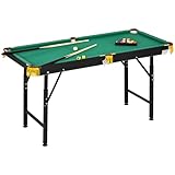 SPORTNOW Tavolo da Biliardo ad Altezza Regolabile con Accessori, Tavolo da Carambola in MDF e Acciaio, 140x63x55-75 cm, Verde