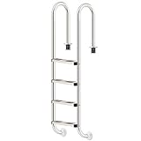 Zelsius Scaletta per Piscina V2A in Acciaio Inox | 50,2 x 36,5 x 183 cm - Argento | con Protezione Antiscivolo | scaletta per Piscina e Piscine (con 4 Passi)