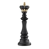 Navaris Pedine Scacchi Giganti - Decorazioni Scrivania a Forma di Scacco - Pezzi Scacchi da Arredamento - 13 x 13 x 40,5 cm - Idee Regalo Scacchi Gadget - Figura Re Nero