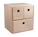 Rayher cassettiera mini in legno con 3 cassetti, legno naturale non trattato, 21x18x23cm, per piccoli oggetti, cancelleria, da colorare e decorare, 62908505