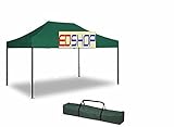 GAZEBO 3x4.5 VERDE E PROFESSIONALE IMPERMEABILE GAZEBO PROF RICHIUDIBILE VERDE 3X4,5 mt PIEGHEVOLE RAPIDO AUTOMATICO FISARMONIC