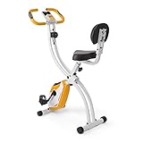 Ultrasport F-Bike 200B, trainer per cyclette pieghevole, con schienale, computer allenam LCD, peso massim utent 110 kg, misurazione frequenz cardiaca, 8 livelli resistenza, Arancio/Bianco