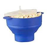 Relaxdays 10021759_45 Popcorn Maker in Silicone da Microonde Popcorn Popper Pieghevole Preparazione Senza Olio, BPA free Blu
