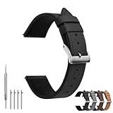 TODYSTRAP Cinturino Orologio Pelle 22mm, Cinturini Orologio Uomo Nero, Cinturini per Orologi di Ricambio, Cinturino Smartwatch con Fibbia in Acciaio Inossidabile, 18mm 20mm 22mm 24mm