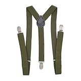 PlayCool Bretelle da uomo da 2,5 cm, elastiche, regolabili, a Y con clip posteriore Verde militare Taglia unica