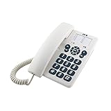 SPC Original – Telefono fisso da tavolo o da parete, con tasti grandi e di facile utilizzo, 3 memorie dirette, volume suoneria extra forte, funzione di ricomposizione, colore bianco