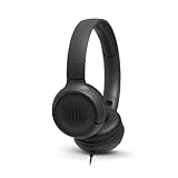 JBL Tune 500 Cuffie Sovraurali, Cuffia On Ear con Microfono e Comando Remoto ad 1 Pulsante, JBL Pure Bass Sound, Compatibile con Siri e Google, Leggere e Pieghevoli, Da Viaggio, Nero