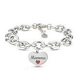 SAGA GIOIELLI® Bracciale Donna Catena Acciaio Cuore Festa Della Mamma