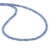 Collana con perline rotonde in zaffiro blu naturale con catena in argento Sterling 925, pietra preziosa sfaccettata fatta a mano, regalo per donne, ragazze, compleanno, anniversario.