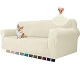 YSTELLAA Elasticizzato Copridivano 3 Posti, Universale Copri Divano con Braccioli, Moderno Copridivani Elasticizzati, Copridivano AntiGraffio Gatto, Sofa Cover Antiscivolo Lavabili, Beige