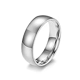 Mesnt Anello Argento Uomo, Anello con Fascette Comfort Fit Lucido 6MM, Anello in Acciaio Inossidabile Argento per Uomo Donna Taglia 27