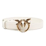 Pinko Love Berry H3 Belt Vitello Set Cintura, Z14Q_Bianco Seta-Antique Gold, M Donna