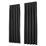 heimtexland ® - Set di 2 tende oscuranti, oscuranti e fonoassorbenti, modello 139, colore nero, 145 x 135 cm (altezza x larghezza), 2 pezzi