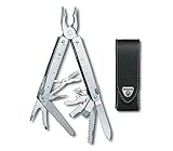 VICTORINOX Multi-strumento Swiss Tool X, 26 Funzioni, Made in Switzerland, Multiuso con Lama Bloccabile, incl. Fodero in Pelle, Argento