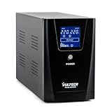 VulTech UPS1000VA-PURE Gruppo di continuità UPS Serie PURE 1000VA 800Watt, Onda sinusoidale Pura, Display LCD, 2x Bipasso/Schuko + 1x IEC13, Funzione AVR, sbalzi di tensione per Pc, videosorveglianza