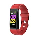 Smartwatch Uomo Donna,Orologio Fitness Cardiofrequenzimetro/SpO2/Sonno/Contapassi, Notifiche Smart Watch Activity Tracker per iOS Android con Bluetooth 4.0 Batteria 90mha (Rosso)