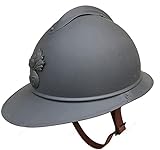 Francia M1915 Celmetto Adrian, Casco Tattico Casco di Ferro WW1 WW2 Riproduzione di elmetto dell Esercito Vintage dell Esercito Francese retrò con Fodera In Pelle