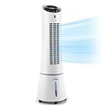 Climatizzatore 4in1: raffrescatore evaporativo, ventilatore, umidificatore/ionizzatore, 6L, oscillazione, 30W, 210m³/h, timer, no tubo di scarico, portatile, Klarstein, Bianco, Skyscraper Ice Smart