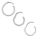 Mayhoop 8mm 16G=1.2mm Septum Piercing Cerchio Acciaio Chirurgico Argento Clicker Orecchini Tragus Helix Labbro Piercing