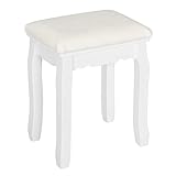 WOLTU Sgabello Bianco per Tavolo da Trucco, Sgabello in Legno Imbottito, Sedia da Make Up per Camera da Letto, Design Barocco， Rivestimento in Velluto, 37x28x44,5cm MB6095ws