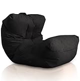 Aiire Pouf Poltrona Design en Ecopelle - Puffo per Sedersi XXL, Pouffe Salotto o Camera da Letto per Bambini o Gamer - Bean Bag per lettura o Puf Cuscini da Pavimento Nero