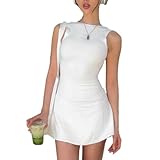 EMOTTOS Sexy Mini Backless Dress, Abiti Estivi Senza Maniche con Increspature, Morbido Bodycon con Orlo oscillante, Sexy Mini Pencil Dresses Tube Club Cocktail Party Dress (2 Stili, Nero/Bianco, S-L)