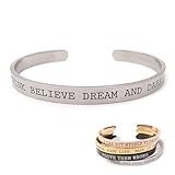 ALMENDRA Bracciale da donna uomo personalizzato con frase incisione nome rigido in acciaio personalizzabile amiche braccialetto regalo (Acciaio)