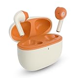 Avantalk Clan K1 - Cuffie Buetooth Semi-In-Ear con Controlli Integrati, Auricolari Wireless Arancione e beige, Design Portatile