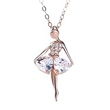 KONFEN Collana Ballerina Argento 925, Collane Ciondolo Ballerina con Zircone per Donna, Collana Gioielli per Donne Moglie Fidanzata Ragazza Anniversario San Valentino Regali (Oro)