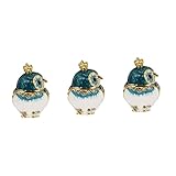 2pcs Box Ring Storage Box Desktop Stand Owl Sculptures Earring Holder Vintage Tray Moms Gifts Earrings Diamond Owl Trinket Case Jewelry Storage Box Mini Ring Box Tin Alloy Crystal ( Color : Bluex3pcs