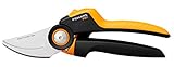 Fiskars Forbici da potatura bypass L, X-series PowerGear, P961, Impugnatura rotante, Per rami freschi e ramoscelli, Rivestimento antiaderente, Lame in acciaio inox, 22,2 cm, Nero/Arancione, 1057175