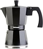 WECOOK! Luccia Caffettiera Italiana a Induzione in Alluminio, Moka Tradizionale, Espresso, 1-3 Tazze di caffè, Base in Acciaio Inossidabile, Valvola di Sicurezza, Vitroceramica, Gas, Elettrica