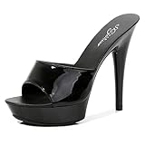 LBDOBU Candy Color Woman Scarpe da Sposa Sandali 2020 Nightclub Sexy Tacchi Alti Sexy 13cm Slides Slides Pantofole Tacchi Impermeabili Sandali Pompe estive-Black,42