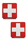 2 Pezzi 3D PVC Gomma Medico Croce Medica Croce Rossa EMT EMS MED MEDIC Emblema Gancio Toppa Decalcomanie