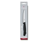 Victorinox Set di Coltelli da Bistecca Professionale Swiss Classic, 6 Pezzi, Lama Ultra Affilata, Filo Ondulato, 11 cm, Robusto Manico Sintetico, Acciaio Inox, Nero