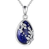 YFN Collana con lapislazzuli, da donna, in argento Sterling 925, con lapislazzuli, idea regalo per uomo e donna, Argento sterling, Lapislazzuli