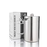 TMCRAFT Mini Growler Keg, barile da birra portatile in acciaio inox con coperchio a spirale esagonale per birra, artigianato e birra a botte, 5 litri