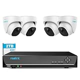 Reolink 5MP Kit Videosorveglianza Poe, NVR 8CH 4K 2TB + 4X 5MP Telecamere Esterno Poe Impermeabile, Rilevamento Intelligente di Uomo e Veicolo, Visione Notturna a 30 Metri, RLK8-520D4-5MP