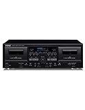 Teac W-1200(B) Dual Cassette Deck (lettore di cassette, registrazione/riproduzione, ingresso microfono per karaoke e annunci, uscita USB per la registrazione digitale su PC/Mac), nero