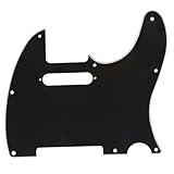 Musiclily 8 Fori Tele Battipenna Pickguard per Chitarra Elettrica Fender USA/Messico Telecaster Standard Stile Moderno,3 strati Nero