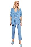 Trendyol Button Detailed Blazer Jacket, Blue, Blu, 38 Donna