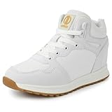 GURGER Sneakers con Zeppa Donna Scarpe da Ginnastica Basse Sportive Fitness Tacco Zeppa 6 CM Bianco 39