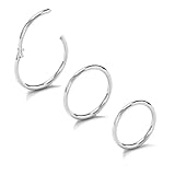 NewkeepsR 3 Pezzi-0.8mm×7/8/9mm Nostril Orecchini Cerchio da Piercing al Naso in Acciaio Chirurgico Antiallergici per Donne,Ideali per Piccoli Anelli per Septum Smiley Piercing Helix Tragus