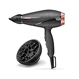 BaByliss 6709DE Asciugacapelli Professionale AC, MADE in ITALY, Funzione Ionica, 2100W con Diffusore e concentratore, Velocità dell aria fino a 106 kmh, 2 velocità/2 temperature, Nero