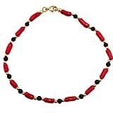 Bracciale argento 925 uomo donna unisex con cannettine corallo rosso naturale onice nero e argento 925 dorato gioiello artigianale unico made in italy